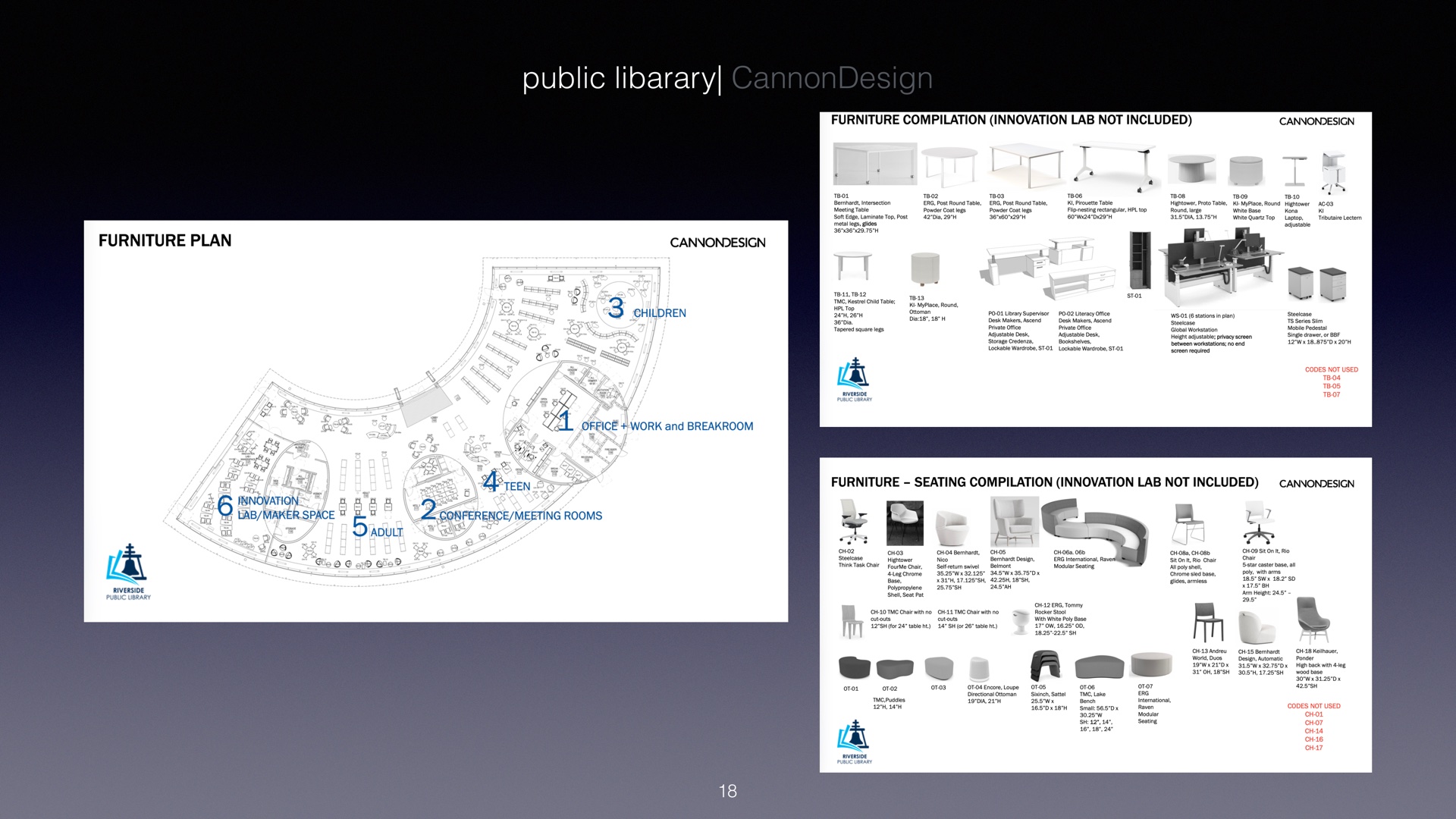 Public library furniture plan — CannonDesign
