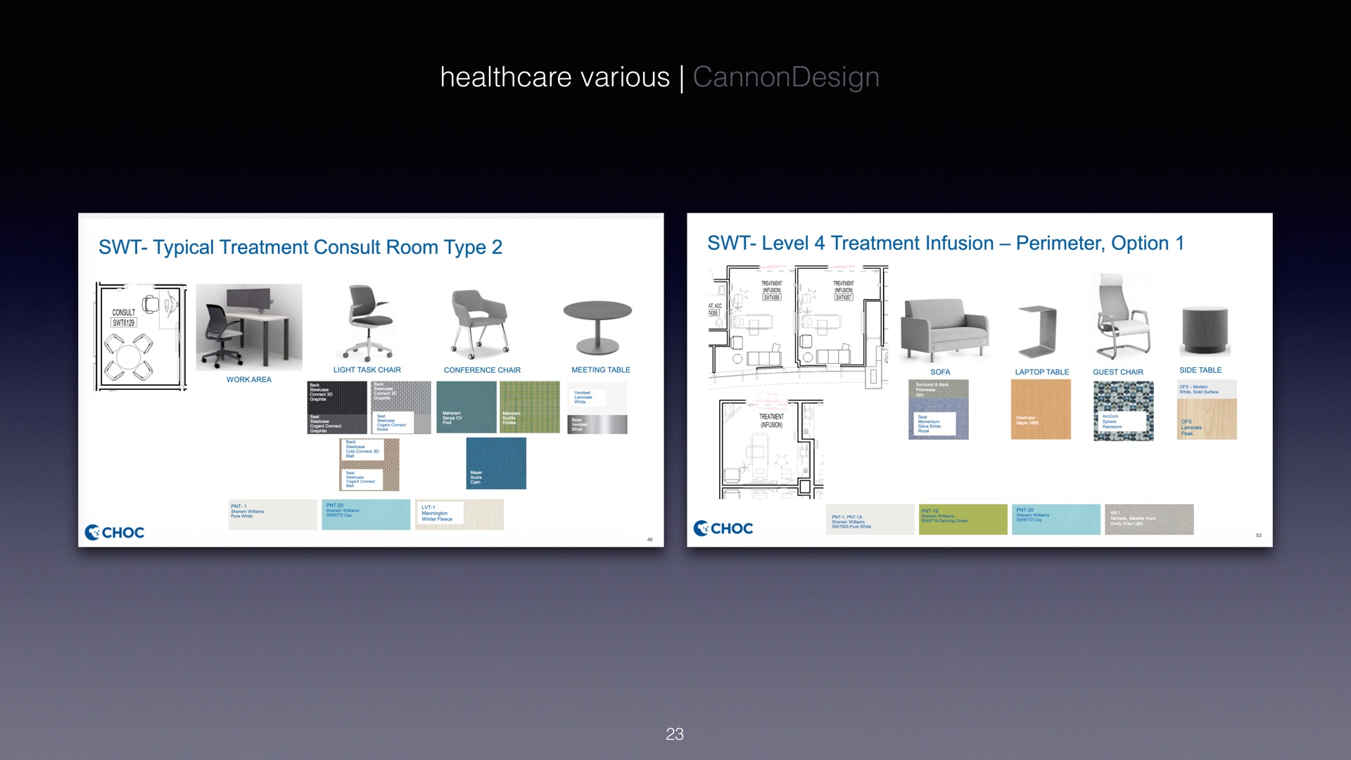Healthcare furniture selections, various — CannonDesign